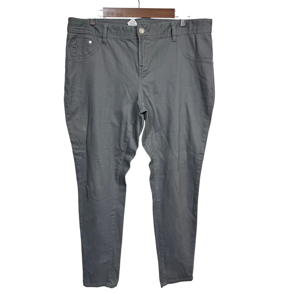 Maurices Gray Stretch Cotton Pants Mid Rise‎ Casual Slim Fit Women's 16 Regular